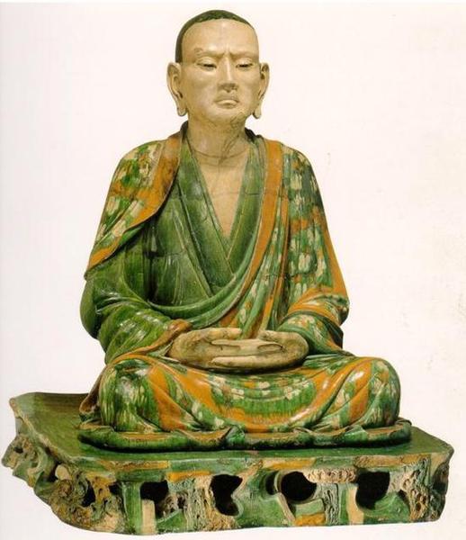 三彩罗汉塑像 辽/金？纳尔逊——阿特金斯博物馆藏