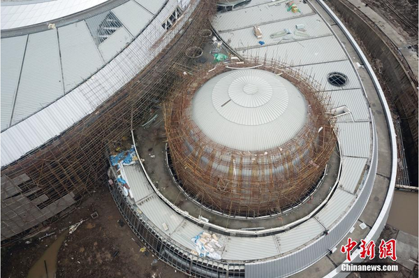 天文馆在建的球幕影院。张亨伟 摄