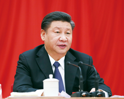 中国共产党第十九届中央委员会第三次全体会议，于2018年2月26日至28日在北京举行。中央委员会总书记习近平作重要讲话。 新华社记者 鞠鹏 摄