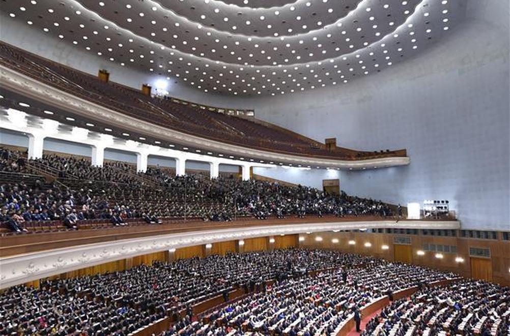 3月15日，第十三届全国人民代表大会第二次会议在北京人民大会堂举行闭幕会。 新华社记者 高洁 摄