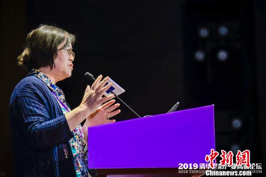 清华大学公共管理学院杨燕绥教授在4月19日开幕的2019清华老龄产业高端论坛上发表演讲时表示，中国医养体系建设面临的最大问题是如何用最短时间、最快速度、最低成本达到目的。清华同衡供图