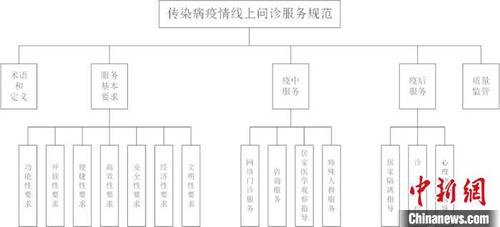 图为《传染病疫情线上问诊服务规范》确立的标准框架。浙江省市场监管局供图