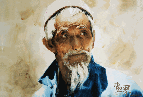耄耋老人（水彩）50x75cm-2018年关维兴