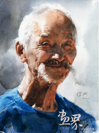 东北老汉（水彩）50x36cm-2001年关维兴
