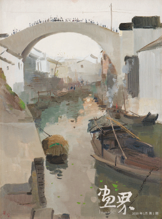 故乡清晨（木板油画）60.4x45cm-1960年-吴冠中-新加坡国家美术馆藏