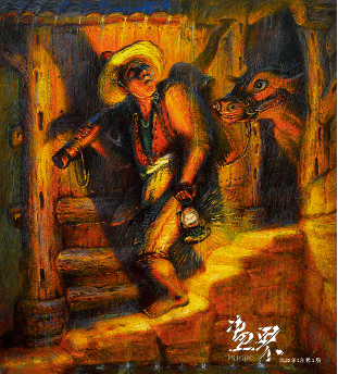 故乡组画-春雨（布面油画）200x180cm-1995-2000年-罗中立