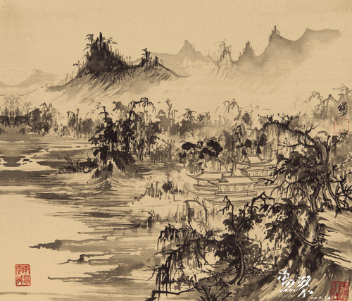 古今人物山水册-4-29x34cmx12-1961年-陆俨少