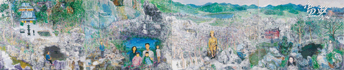 太白山图（布面油画-四联画）250x1200cm-2019年-周春芽