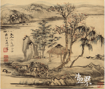 古今人物山水册-3--29x34cmx12-1961年-陆俨少1