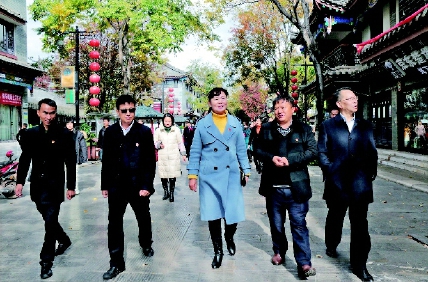 2019年12月，楚雄州政协主席杨静（中）参加州政协第二界别委员党支部主题党日暨界别委员活动，带队调研基层社会治理工作。