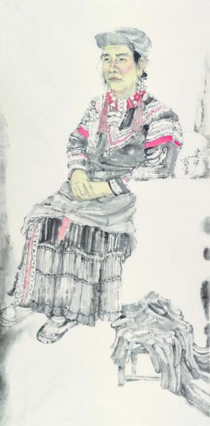 尚可  凉山写生之一  纸本设色  149×73cm