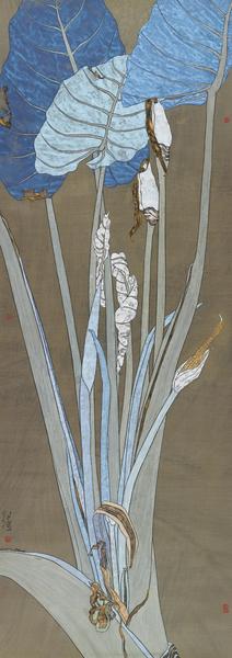 郭子良  热带植物写生之一  纸本设色  140×48cm