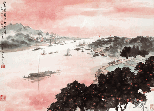 芙蓉国里尽朝晖-48.5×68.7cm-1964-年--傅抱石