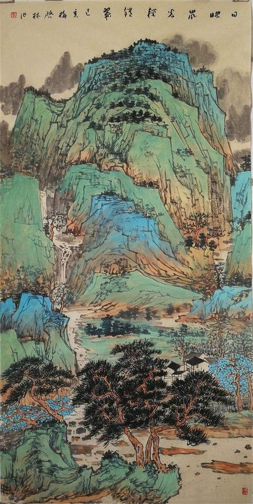 梅启林 日映岚光轻锁翠  136cmx68cm