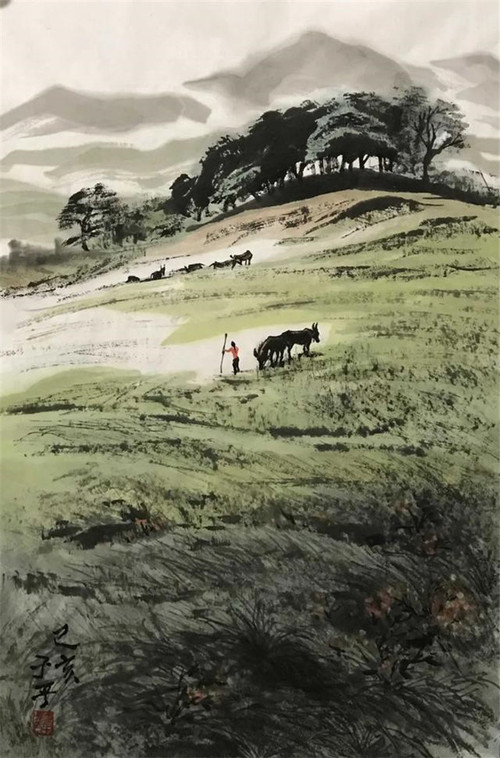 邓子平 高原牧归 68x46cm