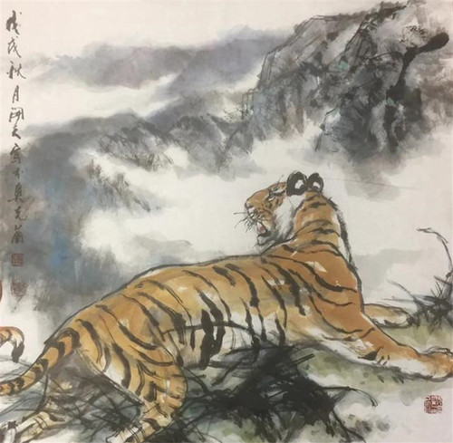 彭开天 登高觉云近 68x68cm