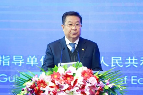 教育部原副部长、中国教育国际交流协会会长刘利民在论坛开幕式上致辞（宋基会供图）