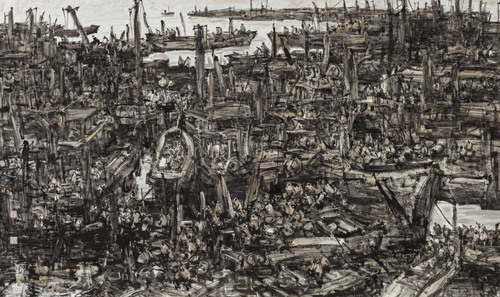 渔汛急 120cmx200cm 水墨 2019