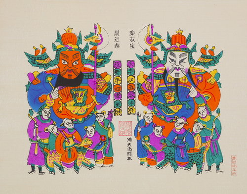 湖南滩头年画《门神》3
