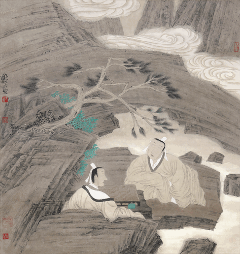 对弈图-57.3×54.6cm-1995年-徐乐乐