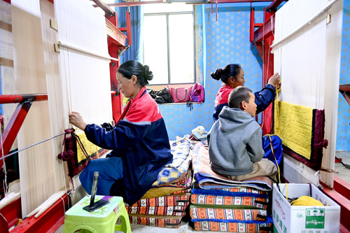 阿佳啦藏毯厂，几位藏族女员工在各自忙碌着(2785058)-20230811083429