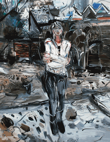 抱肩女孩（油画）180×150cm-2010年-王德仲