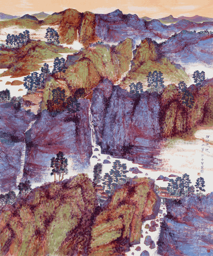 河山迤逦（国画）240×200cm-2022年-牛克诚