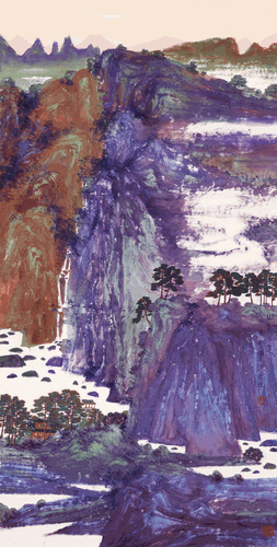 山高水远（国画）136×68cm-2021年-牛克诚
