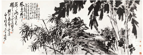 墨竹芭蕉（国画）366.5×141.1cm-2012年-郭石夫