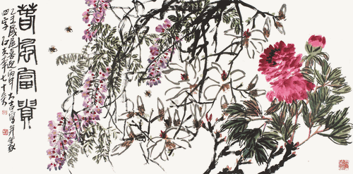 春风富贵（国画）68×136cm-2015年-郭石夫