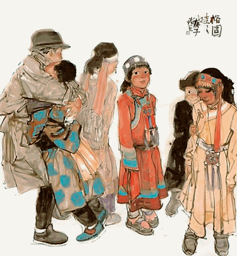 裕固娃娃（国画）170×180cm-2020年-申卉芪