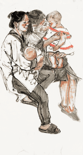 村口组画2（国画）190×500cm--2022年-申卉芪