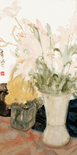 《春消息》系列（国画）100×50cm×4-2020年-申卉芪