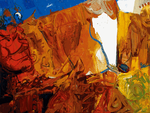 查玛-远古之声（油画）60×80cm-2011年-巴-图