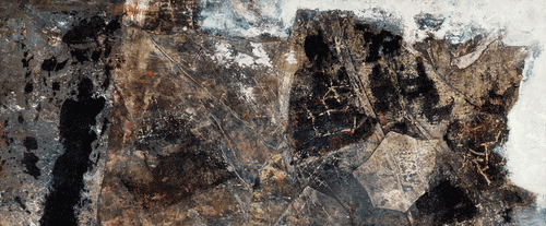 岩-迹（纸上综合媒介）45×110cm-2018年-巴-图