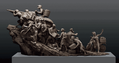 缙云之巅（玻璃钢着色）265×90×130cm-2022年-焦兴涛