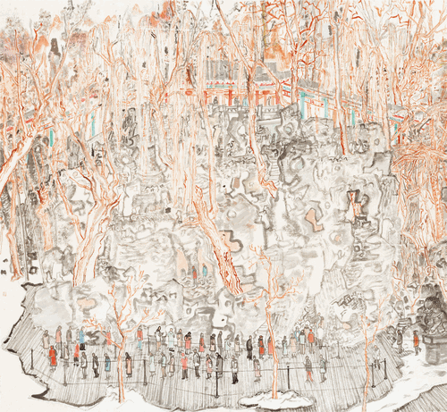 恭王府残雪-（国画）180×196cm-2022年--方-向