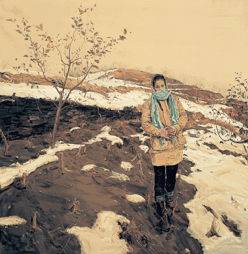 秋后一场雪（布面油画-）150×150cm-2009年--张立农