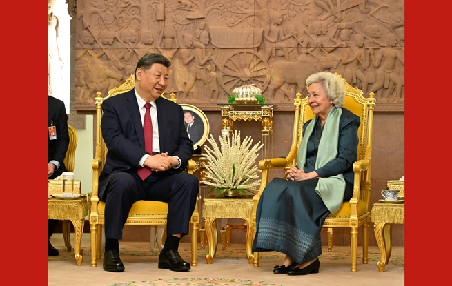 习近平会见柬埔寨太后莫尼列