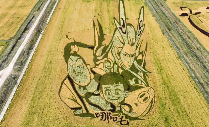 内蒙古准格尔旗：黄河蜿蜒 稻田作画