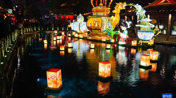 济南：泉水映彩灯 璀璨迎元宵