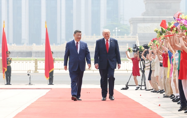 新华图讯丨习近平为美国总统特朗普举行欢迎仪式