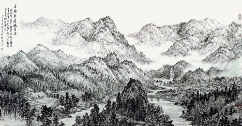 千顷翠涛撼星河(国画)97×180cm-2025年-董希源 千顷翠涛撼星河(国画)97×180cm-2025年-董希源